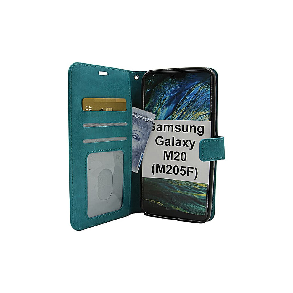 Crazy Horse Wallet For Samsung Galaxy M20 M205f Turquoise 900223020826