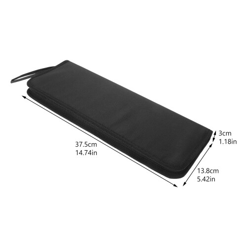 Canvas pencil case with zipper and slots black 1