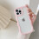 Capa transparente com moldura ondulada e fofa, feita de silicone macio e transparente, compatível com iPhone 15 Pro Max - Rosa 1