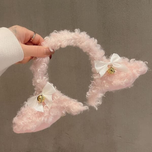Sheep Ears Headband Pink Bowknot Hoop