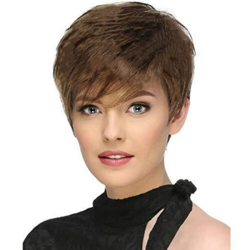 Women's short wig brown mixed 1 piece