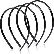 Black Plastic Tiaras Hairbands 4 pcs 8mm wide