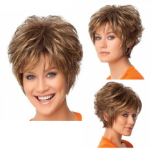 Brown Synthetic Wig for Older Women Layered