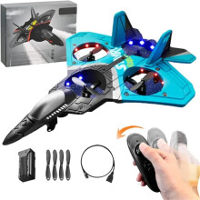 V17 Jet Fighter RC Airplane Light Blue 360 Steering