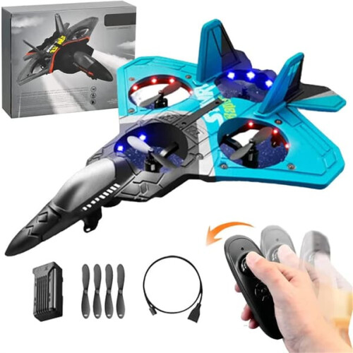 V17 Jet Fighter RC Airplane Light Blue 360 Steering