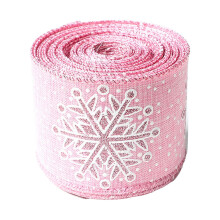 10 Yards (ca. 9,1 m) langes, 2,5 Zoll (ca. 6,35 cm) breites, rosafarbenes Weihnachtsschneeflockenband mit Drahtverstärkung aus Polyestergewebe, für