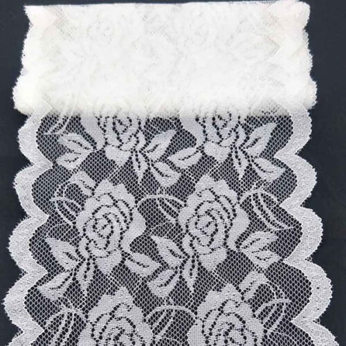Rose embroidered stretch lace trim 25mm width