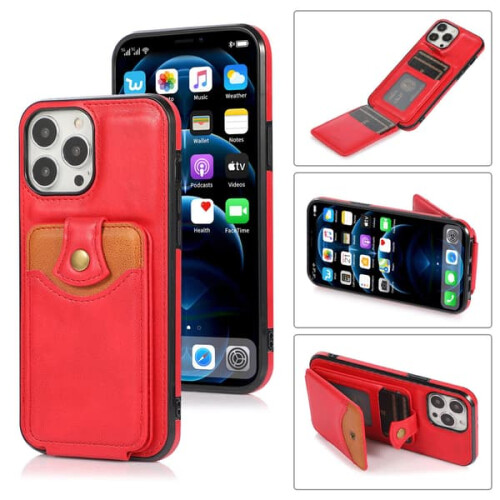 iPhone 14 Pro case with card holder red