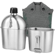 Military Field Bottle Set Stainless Steel 2 pcs 1000ml 600ml