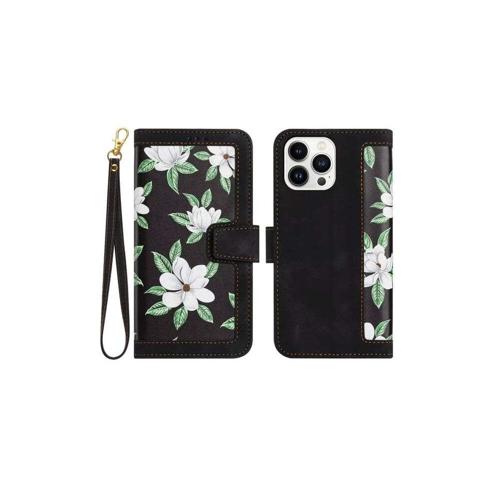 Iphone 13 Case Leather Flip With Card Slot And Lanyard Black 962125908510