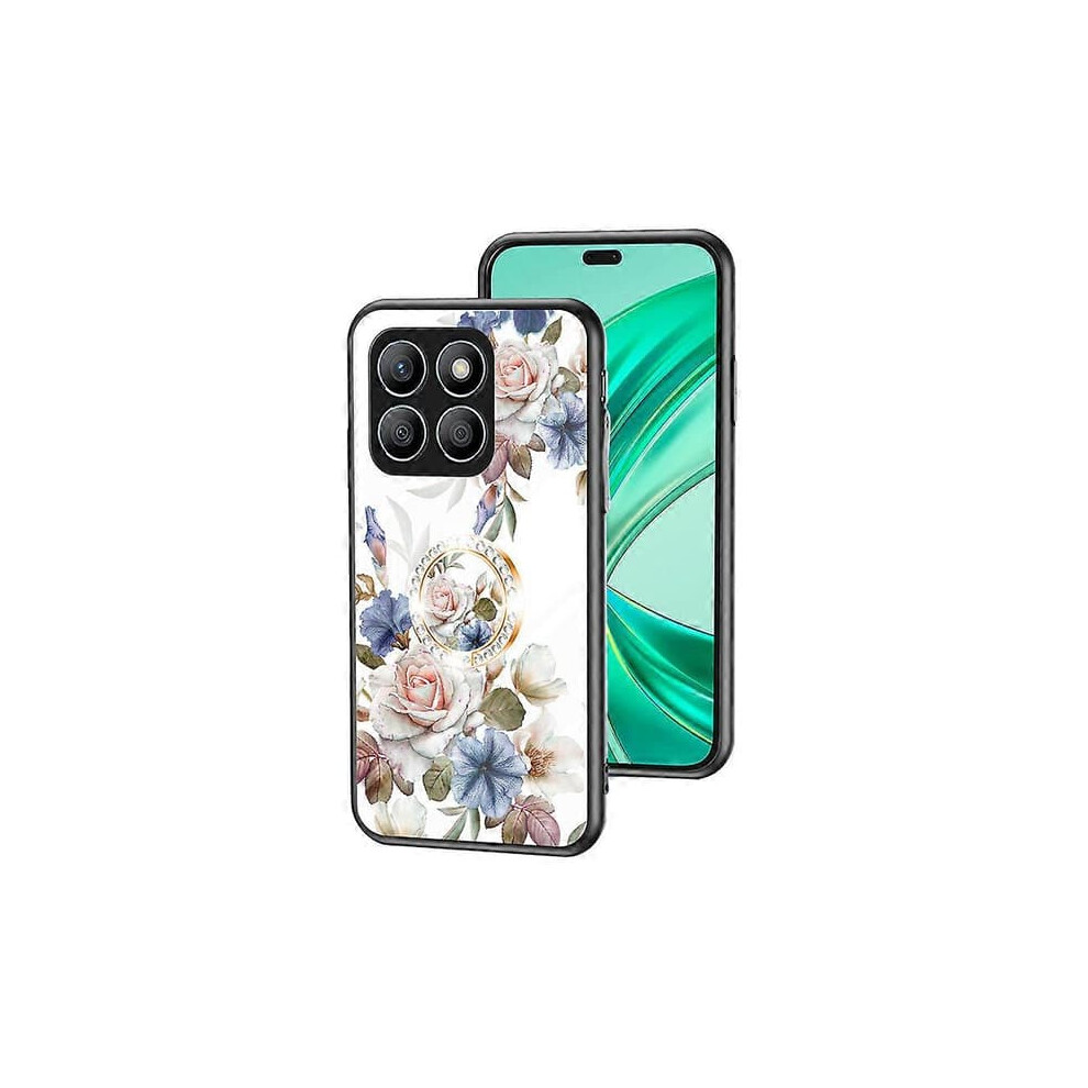 For Honor X8b 4G Floral Tempered Glass Case With Ring Stand 900223035783