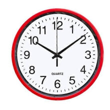 Silent wall clock round red large numbers