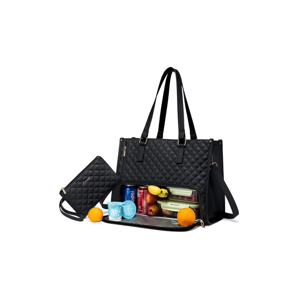 Lunch Bag With 15.6 Inch Laptop Compartment And Wallet Black 962125902693
