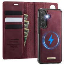 Caseme MagSafe Wallet Case for Samsung A17 Red PU Leather