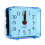 Square digital alarm clock transparent case blue 1