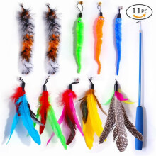 Cat seesaw toy with telescopic rod and 10 feather refills