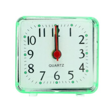 Square digital alarm clock transparent case green