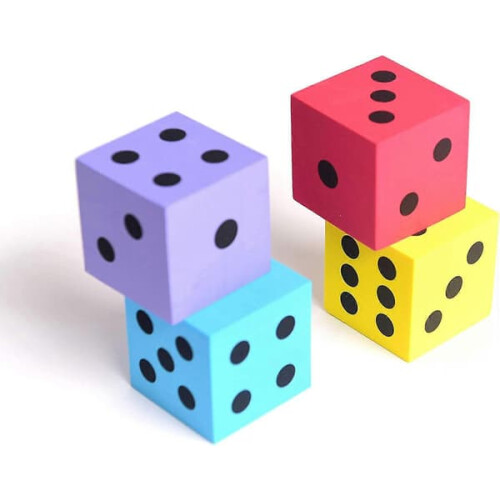 Foam Dot Dice Square 3.8 cm Assorted Colors 4 pcs