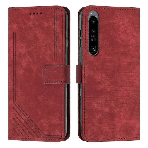 Magnetic Leather Case for Sony Xperia 1 IV Red