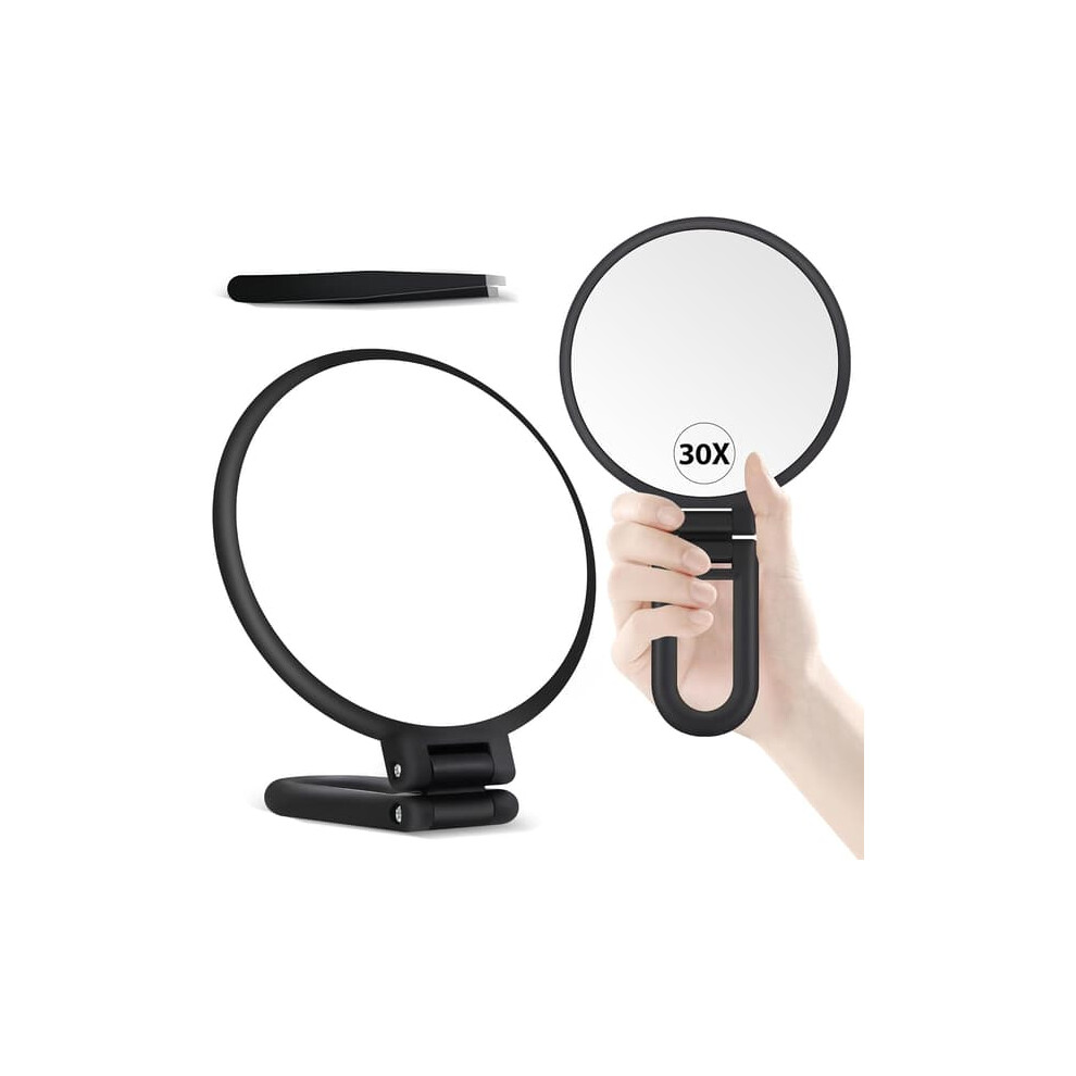 Double-sided makeup mirror 1X/30X foldable portable matte