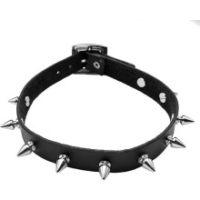 Gothic Punk Leather Choker Necklace Black
