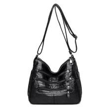 Women's PU Leather Messenger Bag with Multiple Compartments