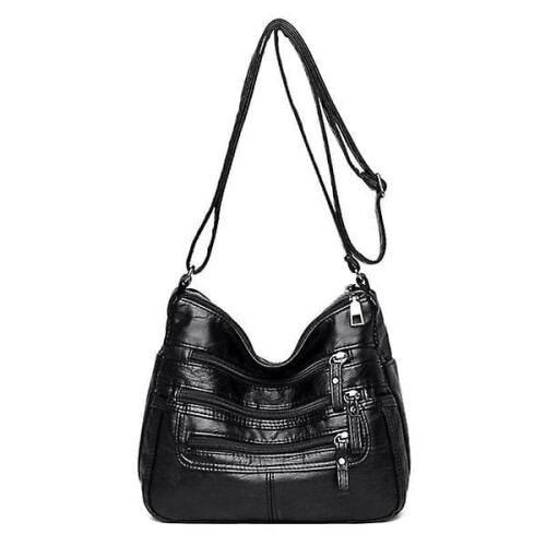 Women's PU Leather Messenger Bag with Multiple Compartments