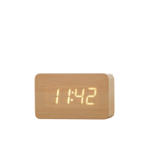 LED Digital Alarm Clock Wood Finish 6.5-inch Display
