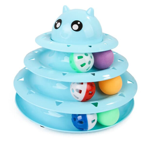 Cat toy roller turntable with balls and carbon rods