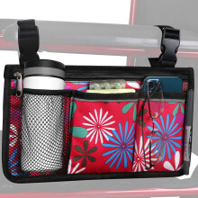 Flower Color Wheelchair Armrest Pouch Waterproof with Cup