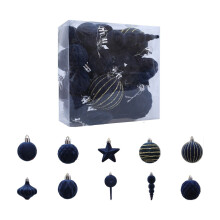 Flocked Christmas Balls Brown Plastic 24PCS