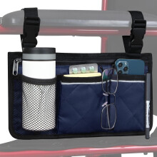 Wheelchair Side Storage Bag with Cup Holder and Reflective