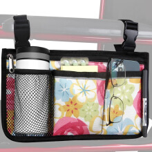 Flower Color Wheelchair Armrest Pouch Waterproof with Cup