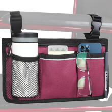 Wheelchair Side Bag Waterproof Armrest Pouch with Cup Holder