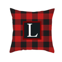Punainen ja musta Buffalo Check -ruututyynynpäällinen 18x18 tuumaa, maalaistyylinen kirjain-monogrammityynynpäällinen sohvalle, sohvalle,