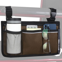 Wheelchair Side Bag Waterproof Storage Pouch with Cup Holder