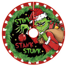 Grinch kerstboomrok, 91 cm dik ontwerp met 3 banden voor bomen kleiner dan 1,80 m, voorkomt harsvorming, kerstdecoratie