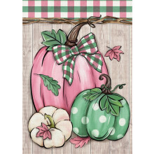 Pumpkin Garden Flag Pink Green White Autumn