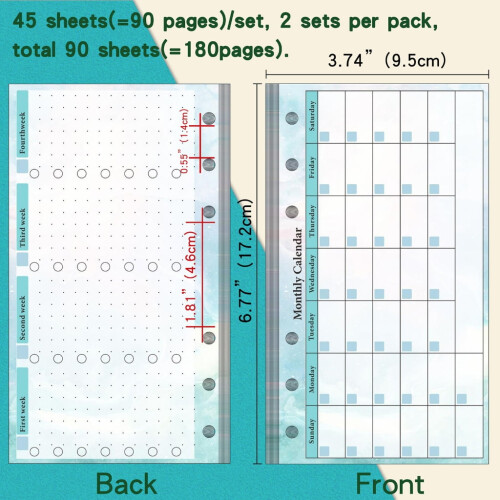 Χαρτί Milue Loose Leaf Refill, Ένθετα Κλασέρ για Σημειωματάριο Budget Planner 2