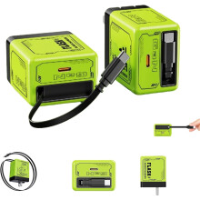2-i-1 sammenleggbar 120W hurtiglader, kompatibel med iPhone - uttrekkbar stikkontakt (grønn, 1 stk)