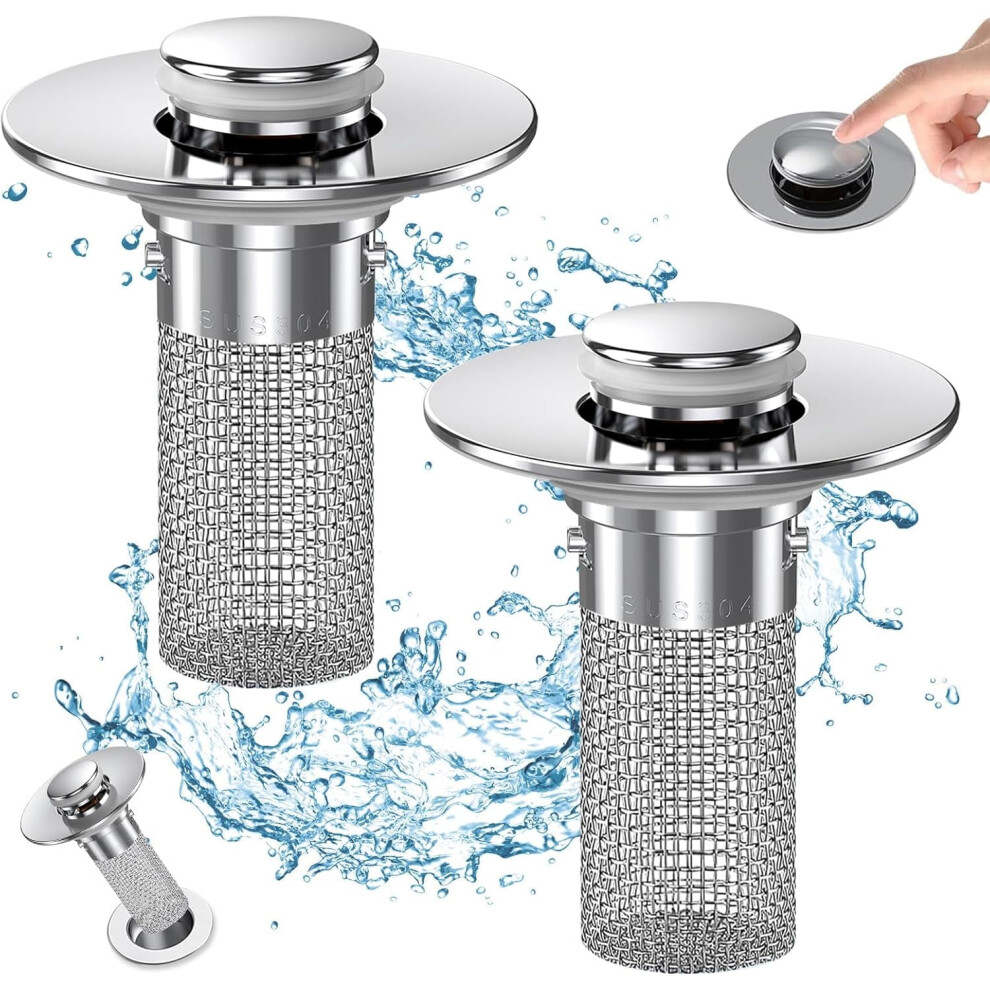 Bathroom Sink Drain Stopper Stainless Steel Pop-Up With 2 900223618252