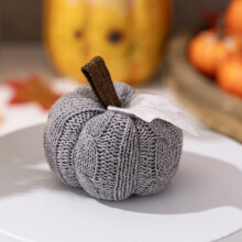 Knitted Pumpkin Decoration Gray Set of 3