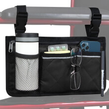 Wheelchair Side Storage Bag with Cup Holder for Power