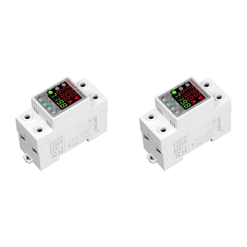 2X  220V Adjust Voltage Relay over Under Voltage Protector over Current Limit Wattm KWH  Meter 40A