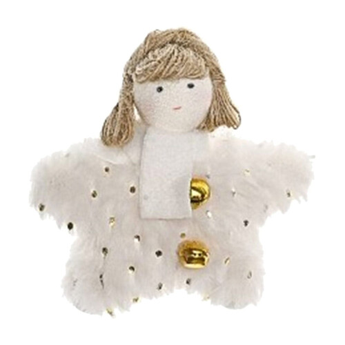 White Plush Five-Pointed Star Bell Doll Decoration 1pc 1
