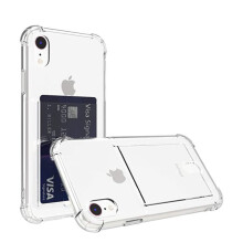 Coque arrière transparente pour iPhone XR avec emplacement pour carte.