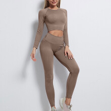 Sømløse yogasæt til kvinder med højtaljede leggings og
