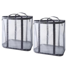 Foldable Laundry Basket, Mesh Hamper with Reinforced Handles, Hanging Storage Bag for Bathroom, Dorm, Travel & Sports