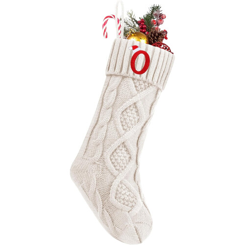 Personalized knit monogram Christmas stocking 18 inch