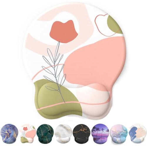 Εργονομικό mouse pad από τζελ με στήριγμα καρπού σε ροζ χρώμα
